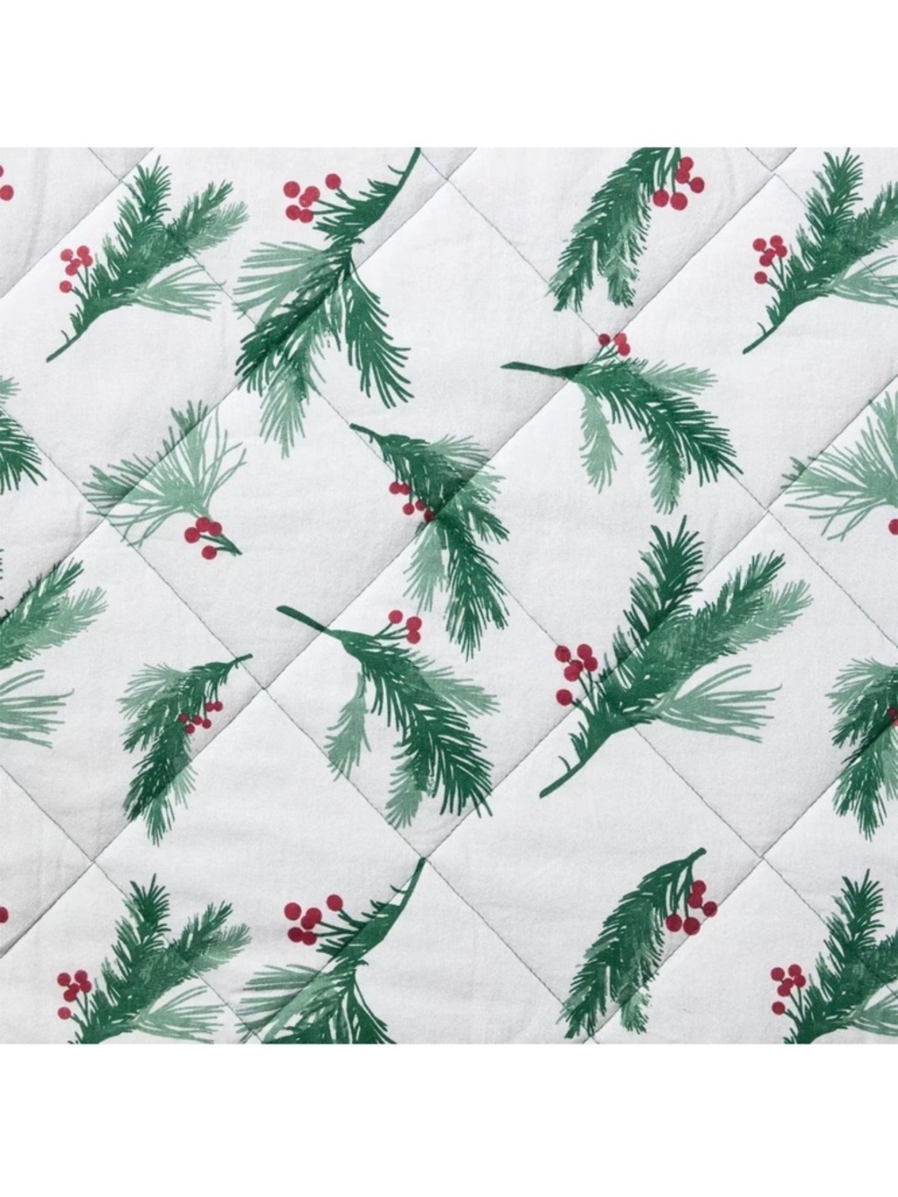 Festive Green and White Pine Branch Reversible Flannel Comforter Set ~ KING - Picture 5 of 8